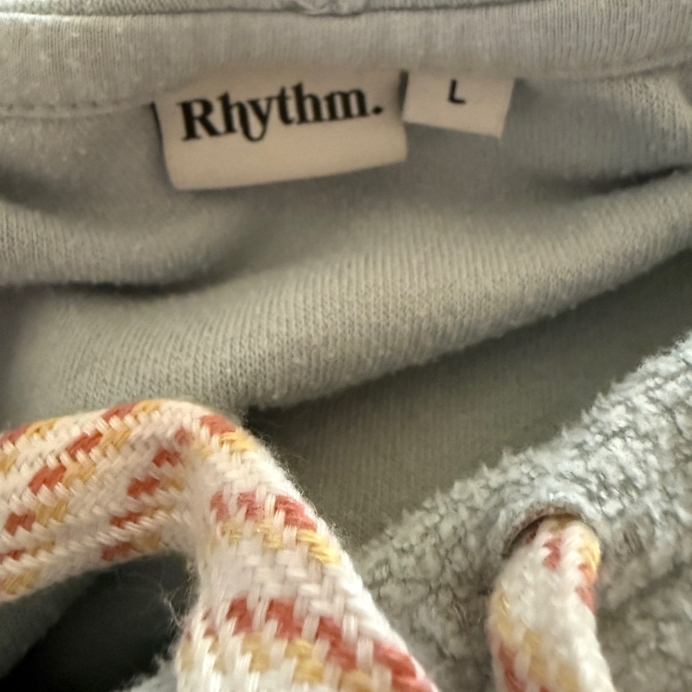 Rhythm Soft Blue Hoodie with Multicolor Drawstrings and Back Logo - Picture 8 of 8
